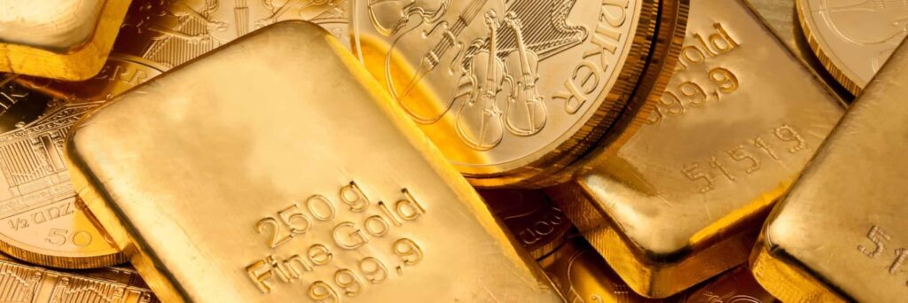 gold bullion coins and bars