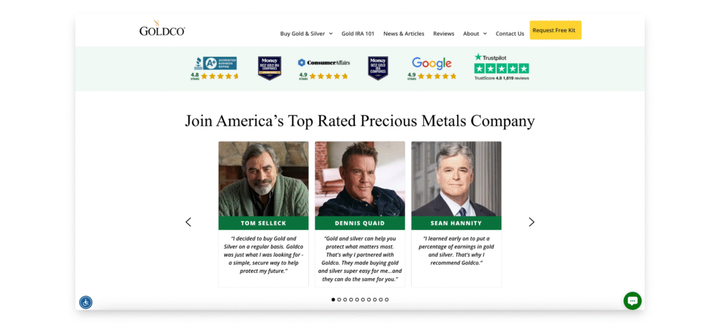 Goldco's brand ambassadors