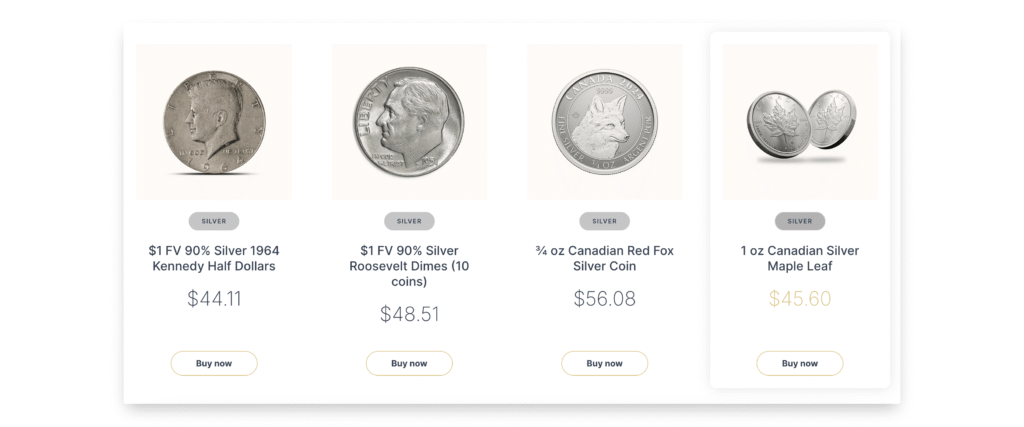 silver coins offered by Advantage Gold